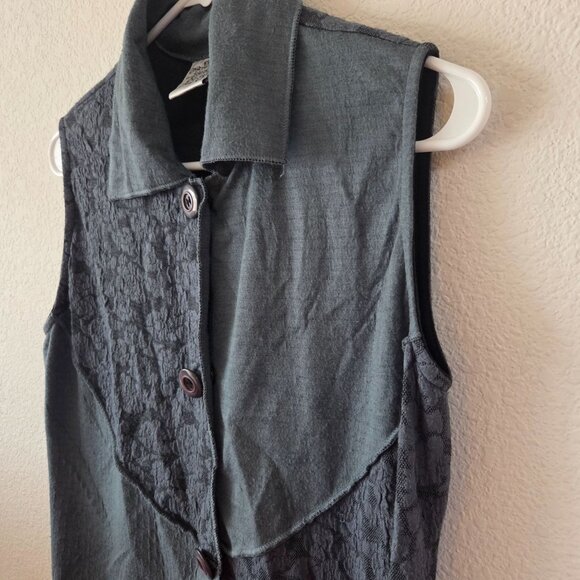 Parsley & Sage Womens Size S Sleeveless Button-Up Vest Top Floral Lace Patchwork - Picture 3 of 11